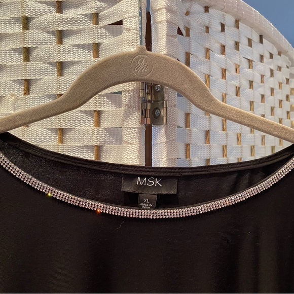 MSK Black XL dress,3/4 sleeves,boat neck,Rhinestones trim neckline and sleeves. - Picture 11 of 11